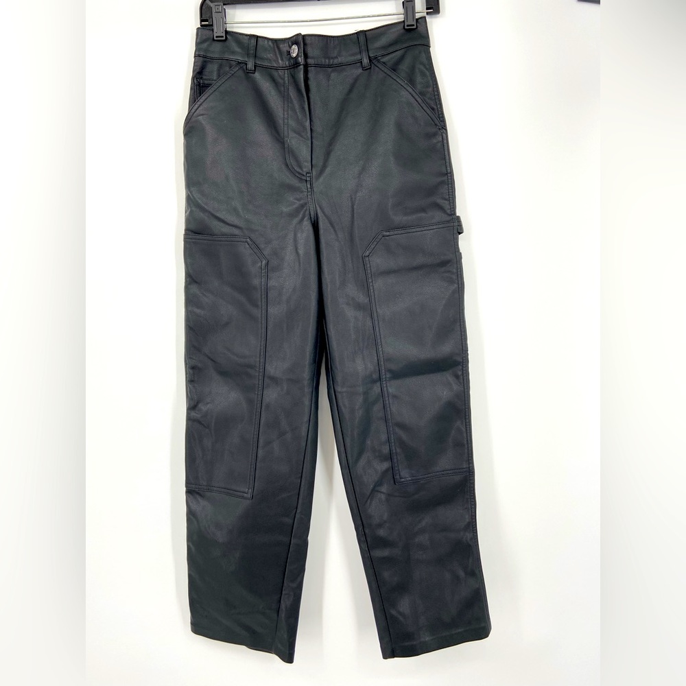 Aritzia, Wilfred Free, Black Faux‎ Leather painters pants, size 4